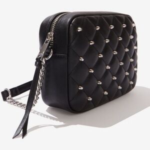 Rebecca Minkoff Black Crossbody Bag Quilted Silver Studs Vegan Leather NWT